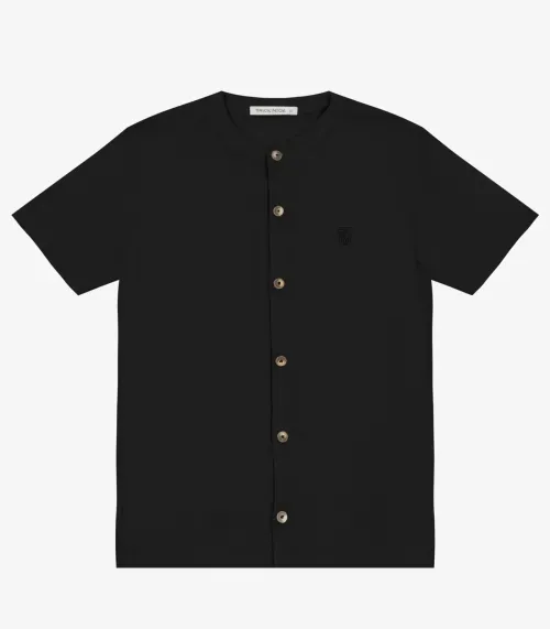 Camisa Menino em Viscose Sarjada Trick Nick Preto