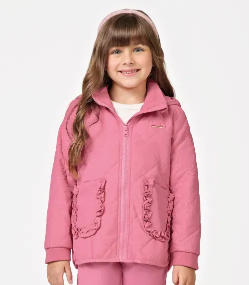 Jaqueta Puffer com Capuz Trick Nick Rosa