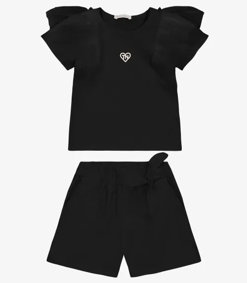 Conjunto Blusa com Shorts cotton leve Trick Nick Preto