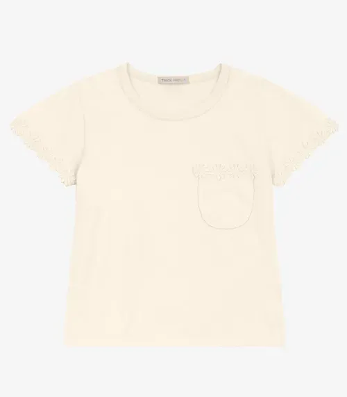 Blusa feminina Infantil em Meia Malha Trick Nick Off White