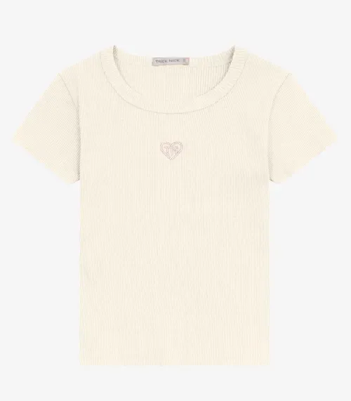 Blusa feminina em Ribana 2x1 Mescla Trick Nick Off White