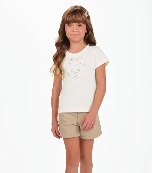 Conjunto Infantil Blusa Com Shorts Trick Nick Bege