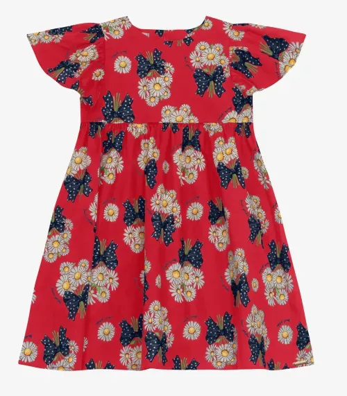 Vestido em Popeline Estampado Trick Nick Vermelho