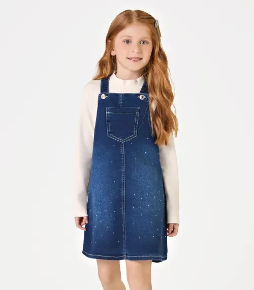 Conjunto Blusa Com Salopete Jeans Trick Nick Azul