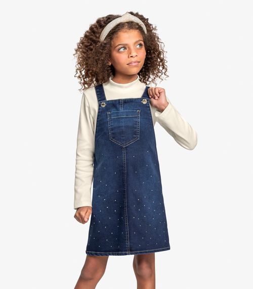 Conjunto Blusa Com Salopete Jeans Trick Nick Azul