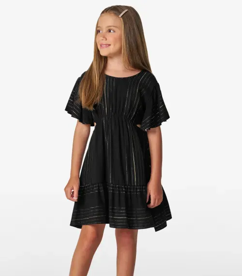 Vestido Infantil em Viscose Lurex Trick Nick Preto