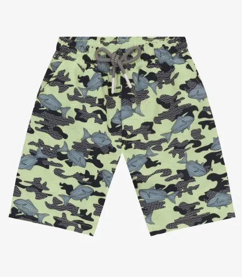 Bermuda Infantil Estampa De Peixes Trick Nick Verde