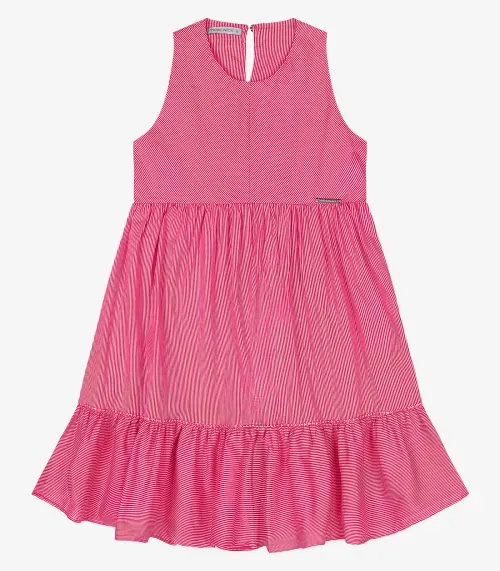 Vestido Infantil Com Listras Trick Nick Rosa