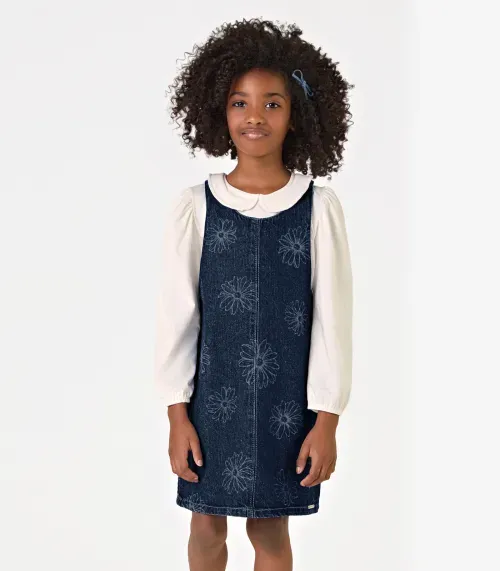 Conjunto Blusa Com Salopete Jeans Trick Nick Azul