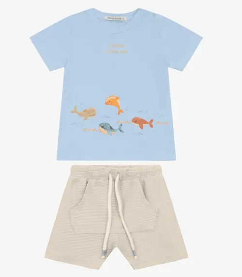 Conjunto Camiseta com Bermuda Masculino Trick Nick Azul