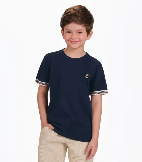 Camiseta Menino em Cotton Leve Trick Nick Azul