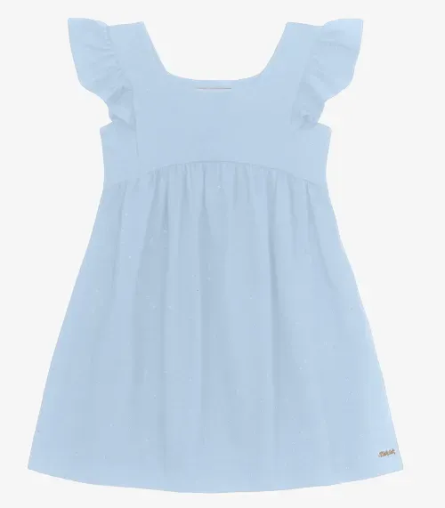 Vestido Infantil em Cotton Glitter Trick Nick Azul