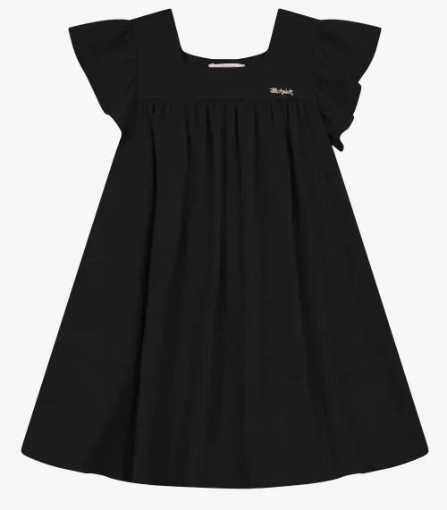 Vestido Infantil em Anarruga Trick Nick Preto