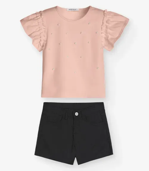 Conjunto Infantil Camiseta com Shorts Trick Nick Rosa