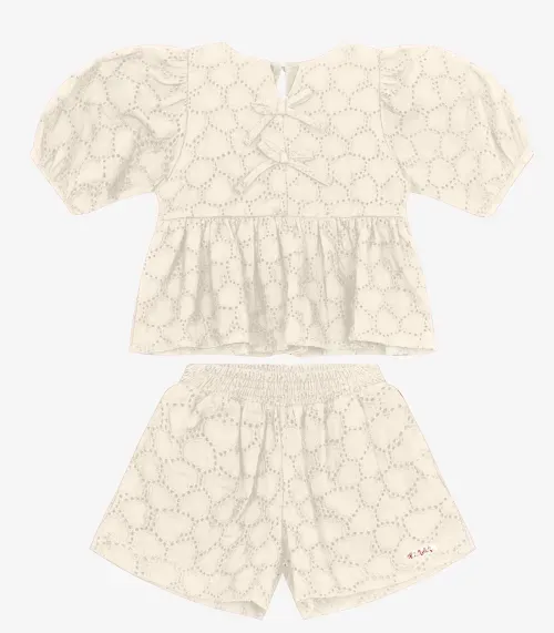 Conjunto Bata com Short em viscose KhyarTrick Nick Off White