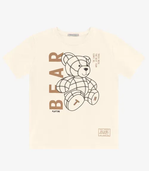 Camiseta Menino em Cotton Leve Trick Nick Off White