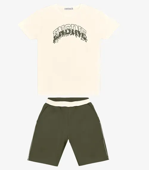 Conjunto Masculino Camiseta com Bermuda Trick Nick Off White