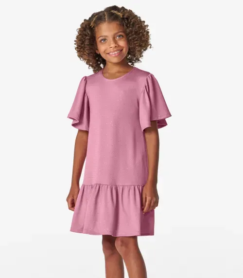 Vestido Infantil em Malha Star Shine Trick Nick Rosa