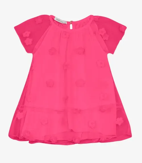 Vestido Infantil Com Babados Trick Nick Rosa