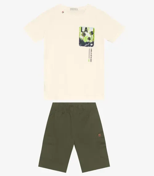 Conjunto Infantil Camiseta Com Bermuda Trick Nick Verde