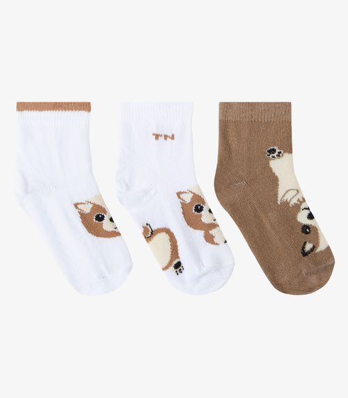 Kit 3 Pares De Meia Cano Curto Infantil Trick Nick Branco