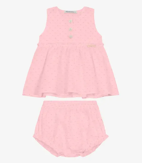 Conjunto Infantil Bata com Calcinha Trick Nick Rosa