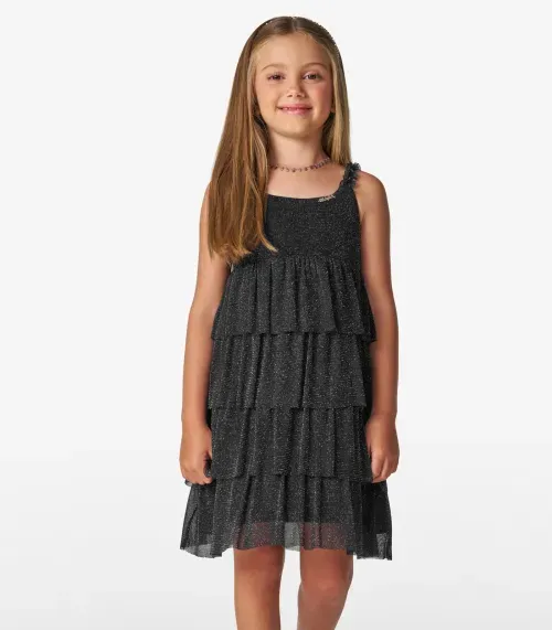 Vestido Infantil em Tule Shine Duo Trick Nick Preto