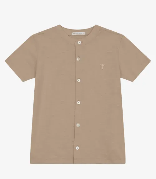 Camisa Menino em Meia Malha MaquinetaTrick Nick Marrom