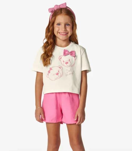 Conjunto Infantil Blusa com Shorts Trick Nick Off White