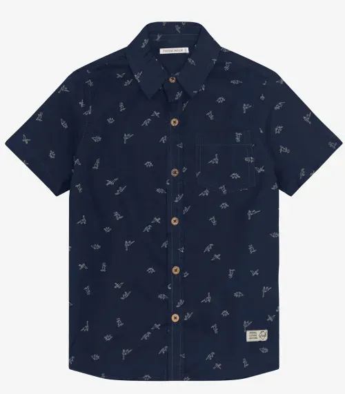 Camisa Infantil Masculina Com Botões Trick Nick Azul