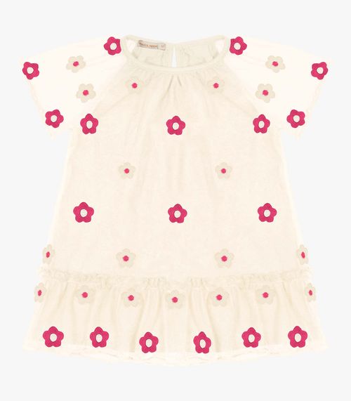 Vestido Infantil Com Babados Trick Nick Bege