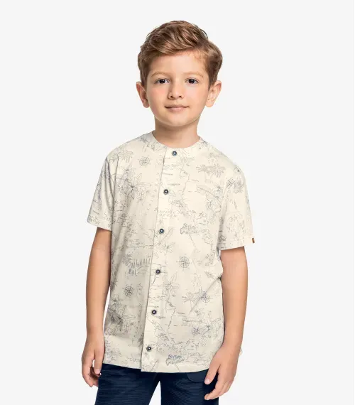 Camisa Infantil Estampada Trick Nick Bege