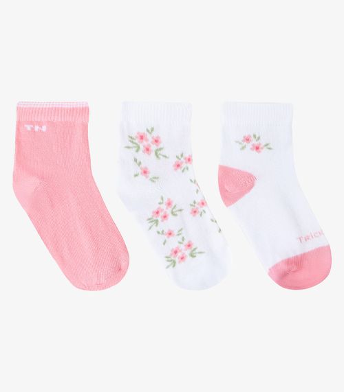 Kit 3 Pares De Meia Cano Curto Infantil Trick Nick Branco