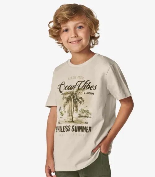 Conjunto Masculino Camiseta com Bermuda Trick Nick Bege