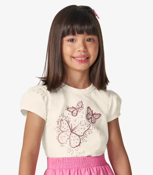 Blusa feminina em Cotton Leve Trick Nick Off White