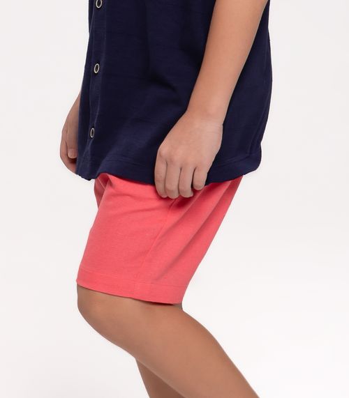 Bermuda Infantil Menino Em Linho Trick Nick Rosa