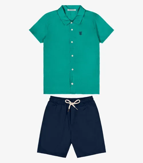 Conjunto Menino Camisa Com Bermuda Trick Nick Verde