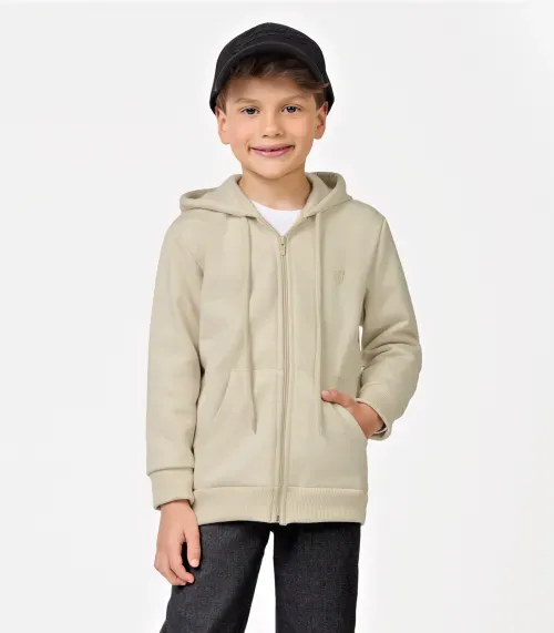 Jaqueta Infantil Com Capuz Trick Nick Bege
