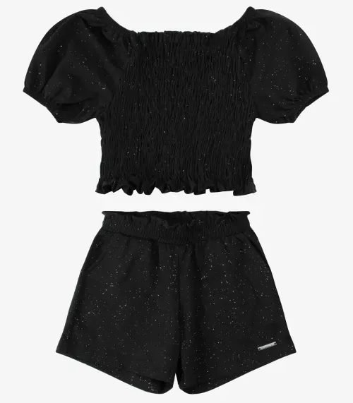Conjunto Blusa com Shorts cotton glitterTrick Nick Preto