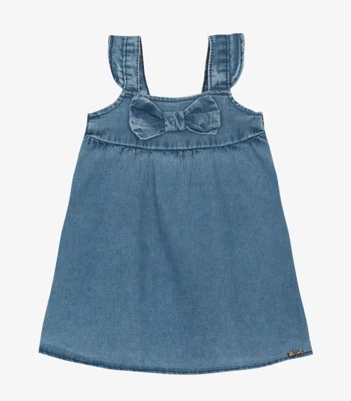 Vestido Infantil em Light Denim Trick Nick Azul