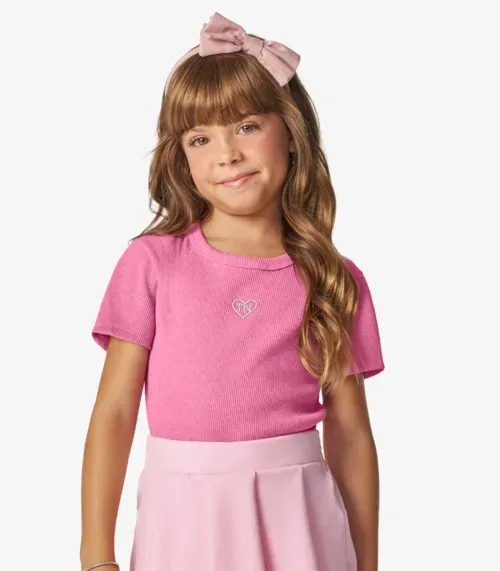 Blusa feminina em Ribana 2x1 Mescla Trick Nick Rosa