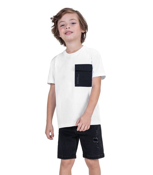 Conjunto Infantil Camiseta Com Bermuda Trick Nick Branco