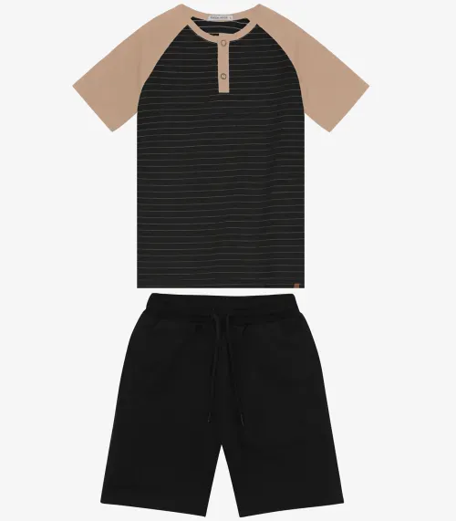 Conjunto Camiseta com Bermuda Trick Nick Preto
