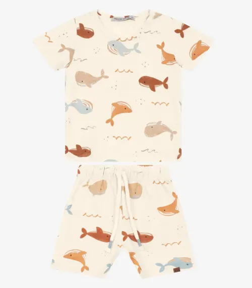 Conjunto Camiseta com Bermuda Masculino Trick Nick Off White