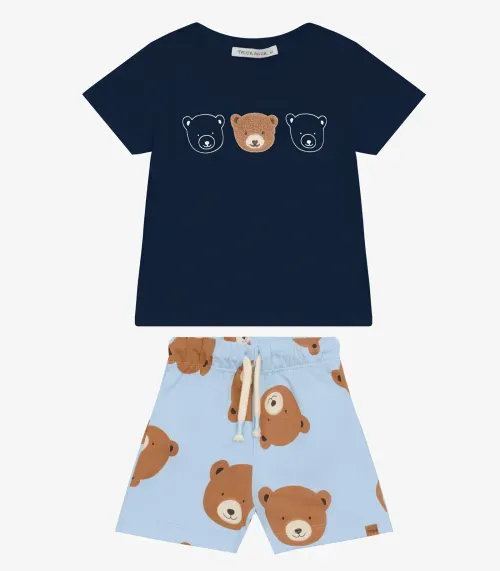 Conjunto Camiseta com Bermuda Masculina Trick Nick Azul Marinho