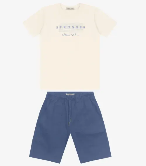 Conjunto Camiseta com Bermuda Trick Nick Off White