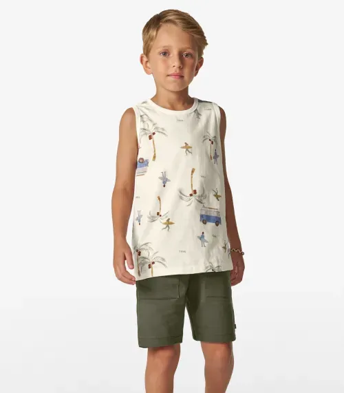 Conjunto Infantil Machão e Bermuda Trick Nick Off White