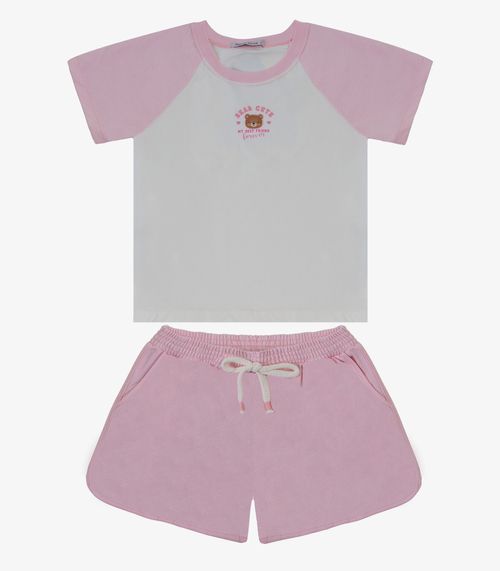 Conjunto Feminino Infantil Blusa Shorts Trick Nick Rosa