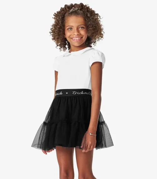 Saia Infantil em Tule e Meia Malha Trick Nick Preto