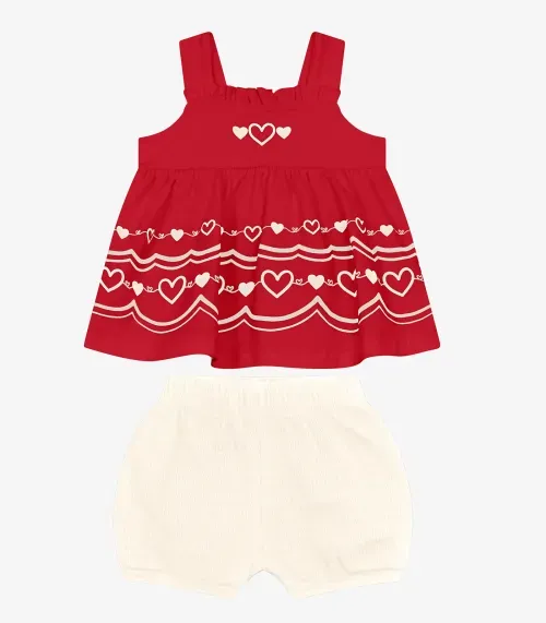 Conjunto Infantil Bata com Shorts Trick Nick Vermelho